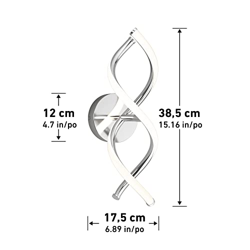 artika DNA 12W LED Modern Wall Sconce Light, Chrome Finish, Ideal for Bathroom, Living Room, Bedroom, Hallway - 850 Lumens, 3500 Kelvin, Made of Aluminum, No Bulb Required