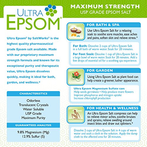 SaltWorks Ultra Epsom Premium Epsom Salt, Extra Fine Grain