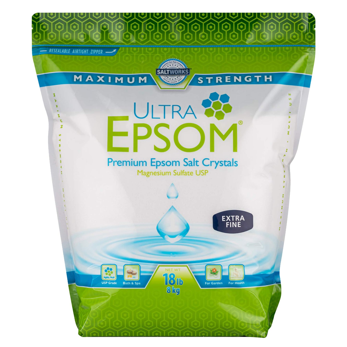 SaltWorks Ultra Epsom Premium Epsom Salt, Extra Fine Grain