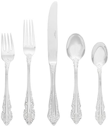 Wallace Antique Baroque 65-Piece 18/10 Stainless Steel Flatware Set, Service for 12, Silver