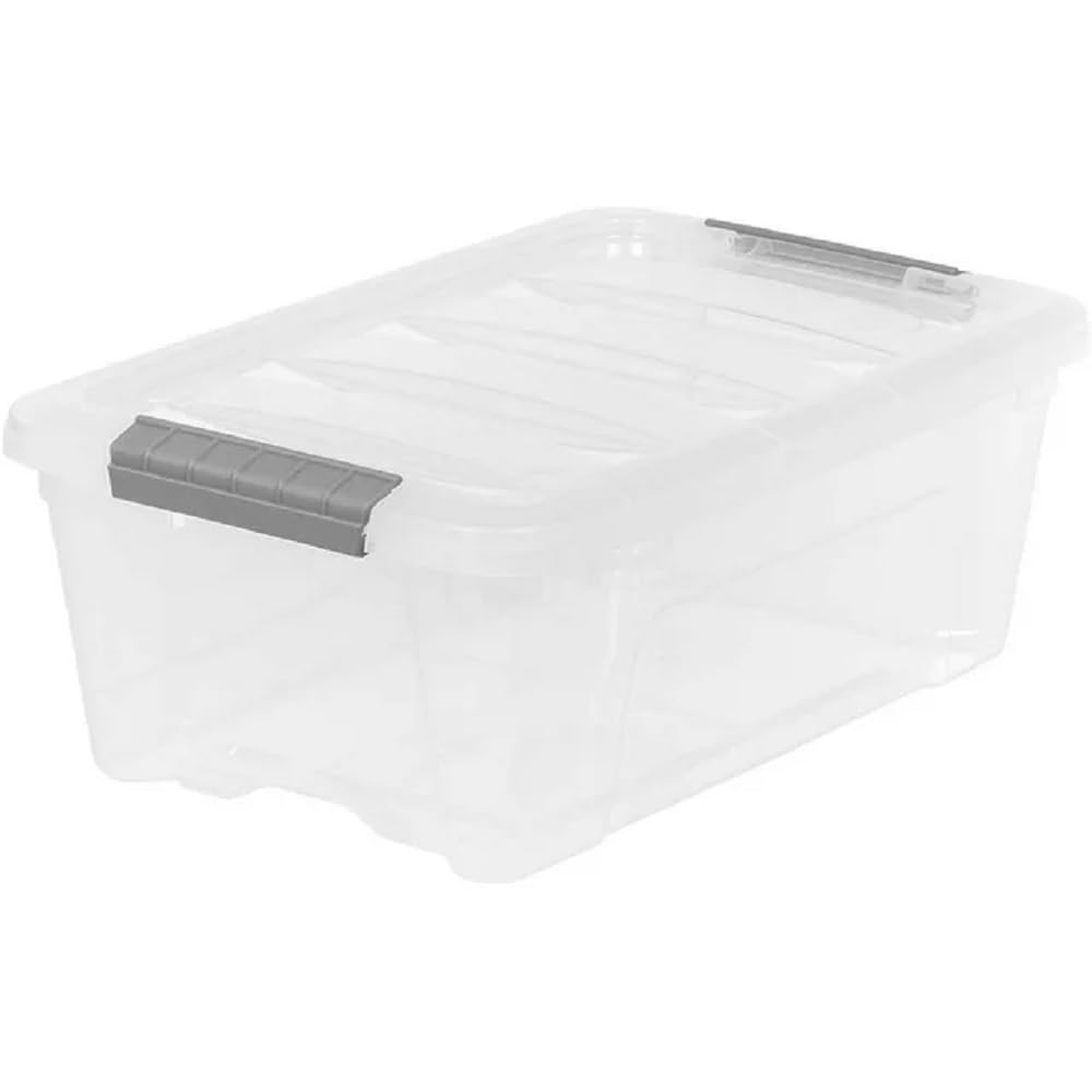 iris Buckle Up Storage Box, 12.9 Quart, Clear, 6 Count