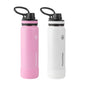 ThermoFlask 24 oz Double Wall Vacuum Insulated Stainless Steel 2-Pack of Water Bottles, Strawberry/Arctic White