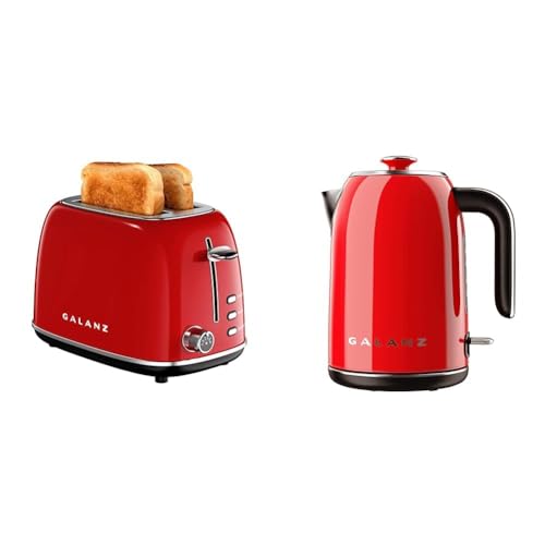 Galanz Retro Breakfast Set, Galanz 1.7 L Retro Electric Kettle and 2-Slice Toaster (1.5" Extra Wide Slots)