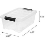 iris Buckle Up Storage Box, 12.9 Quart, Clear, 6 Count