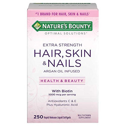 Nature's Bounty optimal solutions unflavored biotin softgels box hair, skin & nails 5000mcg