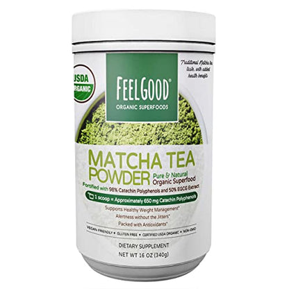 Feel Good USDA Organic Matcha Tea Powder, 16 Ounces