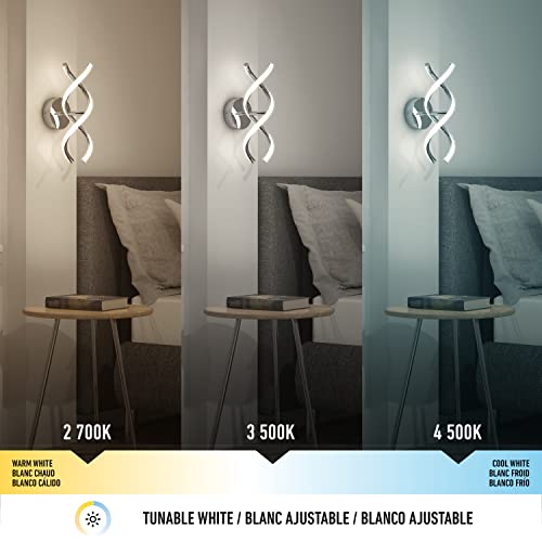 artika DNA 12W LED Modern Wall Sconce Light, Chrome Finish, Ideal for Bathroom, Living Room, Bedroom, Hallway - 850 Lumens, 3500 Kelvin, Made of Aluminum, No Bulb Required