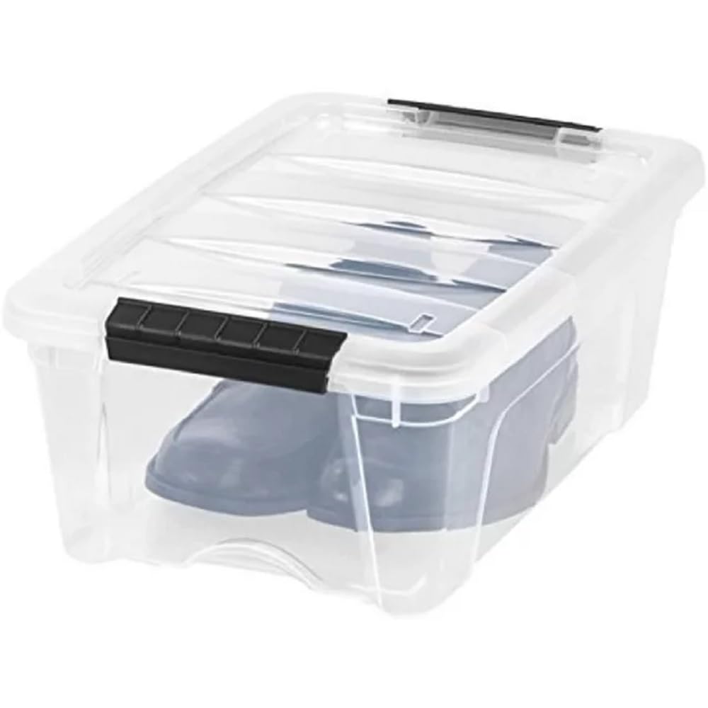 iris Buckle Up Storage Box, 12.9 Quart, Clear, 6 Count
