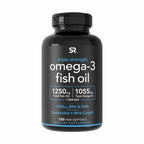 Sports Research Triple Strength Omega 3 Fish Oil - Burpless Fish Oil Supplement w/EPA & DHA Fatty Acids from Wild Caught Fish - Heart, Brain & Immune Support for Men & Women - 1250 mg, 150 ct