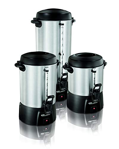 Proctor Silex Commercial 45100R Brushed Aluminum Coffee Urn, 100 Cup Capacity, Fast Brewing, One-Hand Dispensing, Dual Heaters, Commercially Rated, NSF Listed