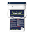 Augason Farms 30 Day Emergency Food Supply bucket with meal variety information on the back.