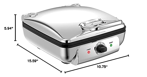 All-Clad Stainless Steel Waffle Maker 4 Section, Thick Belgium Waffle Makers, Upright Storage 1600 Watts, Nonstick, 6 Browning Levels, Dishwasher Safe