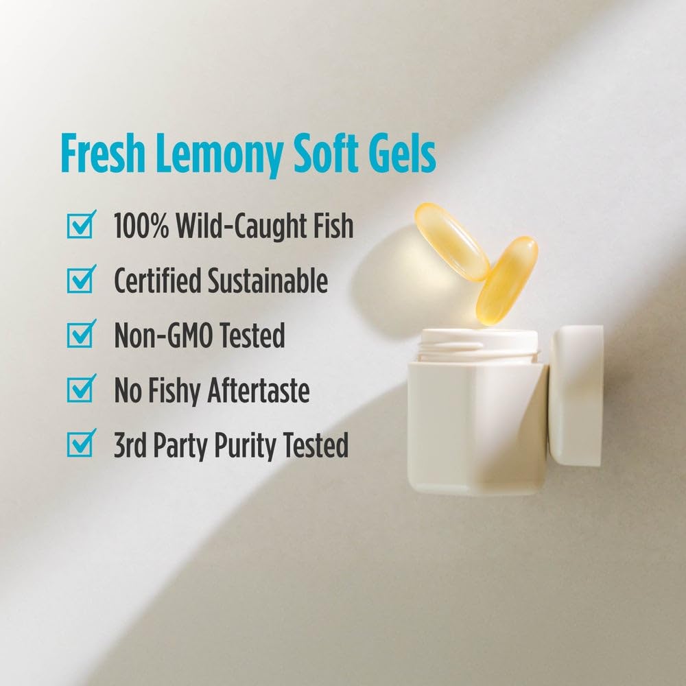 Nordic Naturals Ultimate Omega, Lemon Flavor - 180 Soft Gels - 1280 mg Omega-3 - High-Potency Fish Oil with EPA & DHA - Promotes Brain & Heart Health - Non-GMO - 90 Servings