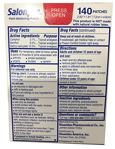 Salonpas Pain Relieving Patch, 140 Patches