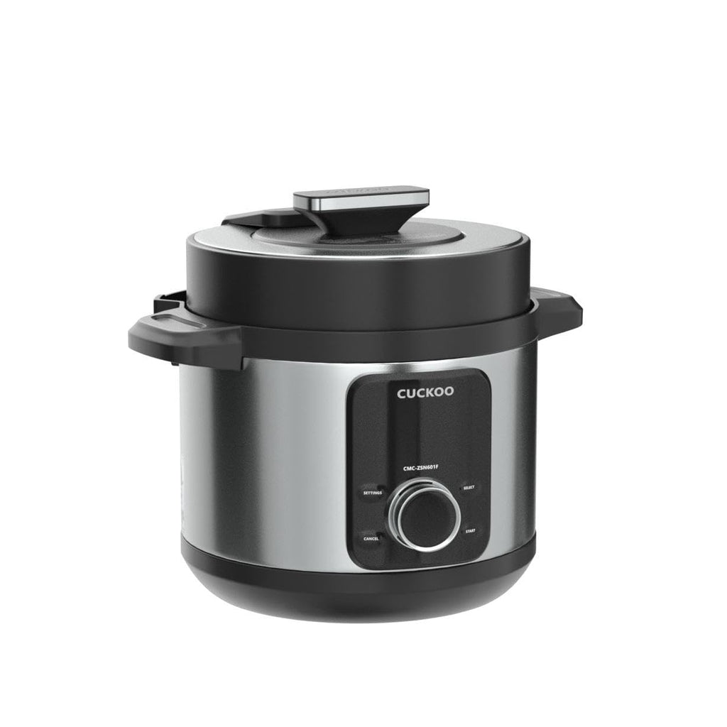 CUCKOO Pressure Cooker 10 Menu Options: Steamer, Slow Cook, Sauté, Porridge, & More, User-Friendly LED Display, Stainless Steel Inner Pot, 24 Cup / 6 Qt. (Uncooked) CMC-ZSN601F Black