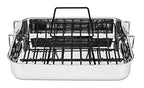 Viking 3-Ply Stainless Steel Roasting Pan with Non Stick Rack, 16 x 13 Inch Kitchen Cookware, Great for Turkey, Dishwasher and Oven Safe, Induction Ready, Silver