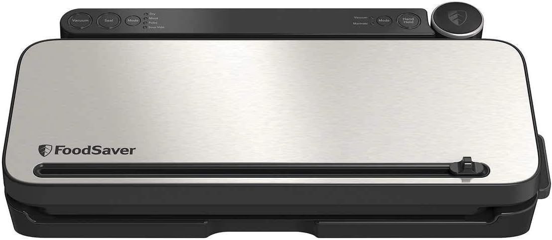 FoodSaver Vacuum Sealer Machine with 4 Settings Including Pulse and Marinate with Sealer Bags and Roll, Handheld Vaccum Sealer for Airtight Food Storage and Sous Vide, Black