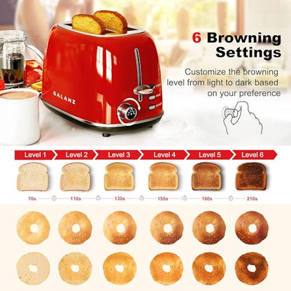 Galanz Retro Breakfast Set, Galanz 1.7 L Retro Electric Kettle and 2-Slice Toaster (1.5" Extra Wide Slots)