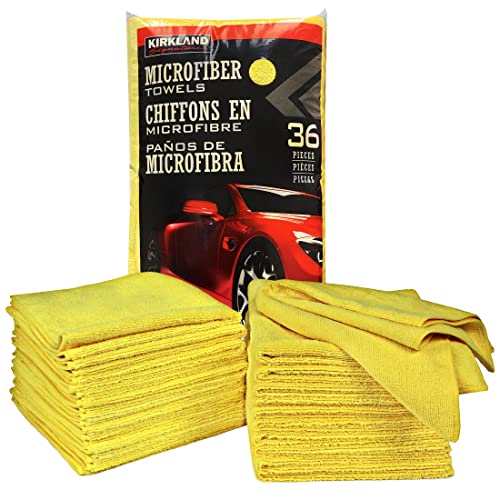 Kirkland Signature Ultra High Pile Premium Microfiber Towels, 36 Count (Pack of 1), Yellow - 713160