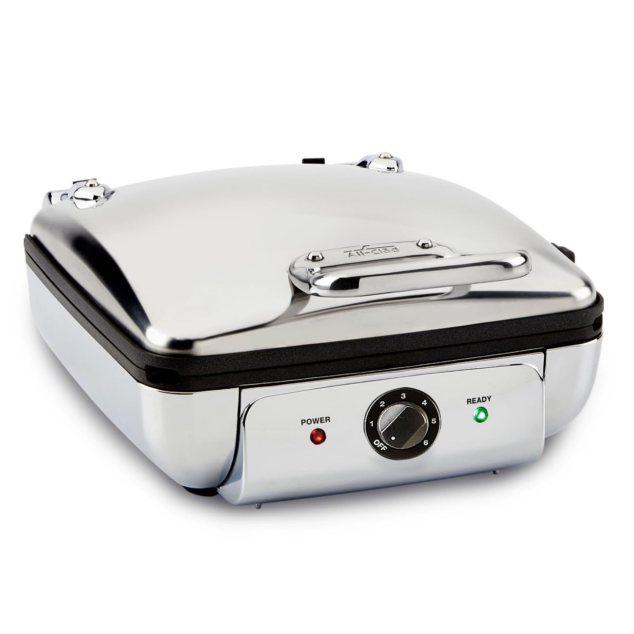 All-Clad Stainless Steel Waffle Maker 4 Section, Thick Belgium Waffle Makers, Upright Storage 1600 Watts, Nonstick, 6 Browning Levels, Dishwasher Safe