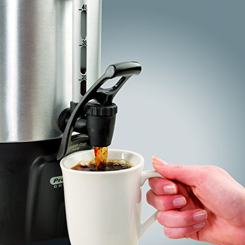 Proctor Silex Commercial 45100R Brushed Aluminum Coffee Urn, 100 Cup Capacity, Fast Brewing, One-Hand Dispensing, Dual Heaters, Commercially Rated, NSF Listed