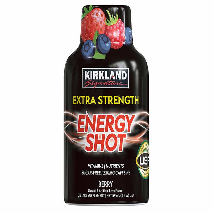 Kirkland Signature Extra Strength Energy Shot Berry, Pomeganate and Grape, 2 oz, 48 Count