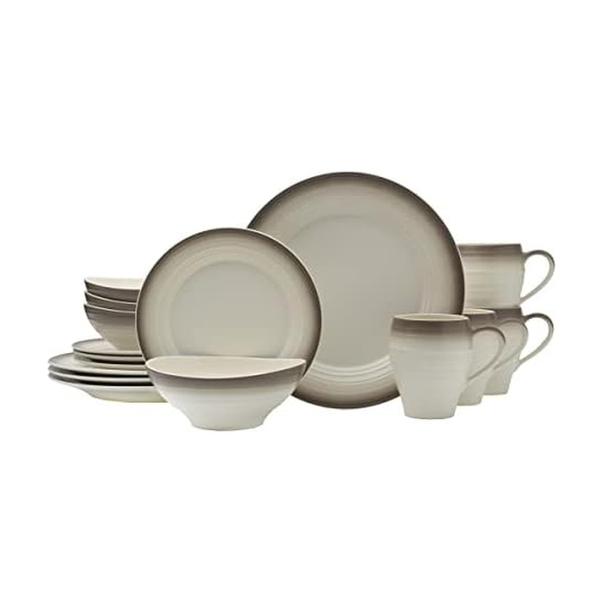 Mikasa Swirl 16-Piece Dinnerware Set, Service For 4, Ombre Mocha