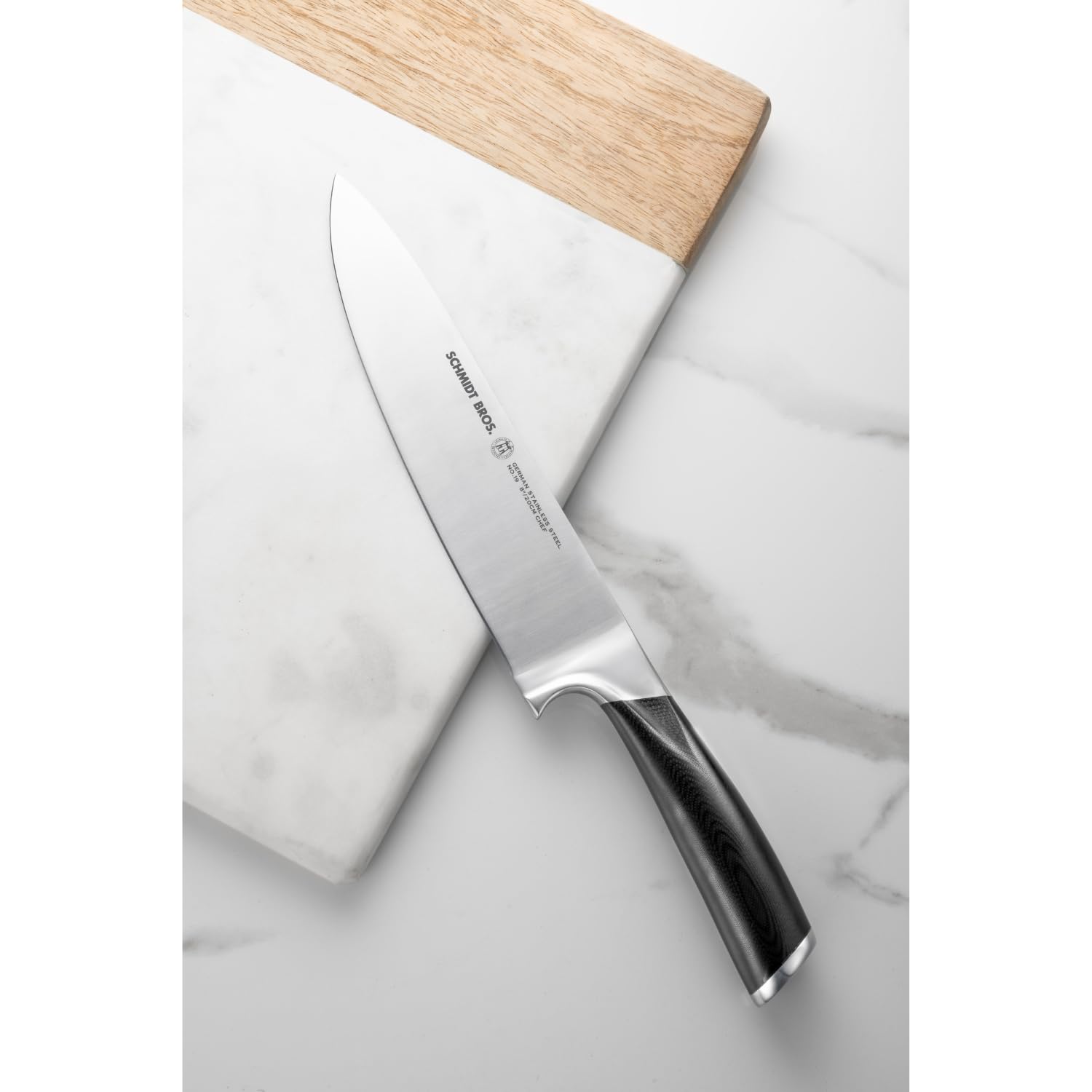 Schmidt Brothers - Heritage 7-Piece Kitcken Knife Set, High-Carbon German Stainless Steel Cutlery, and Clear Acrylic Magnetic Block Set