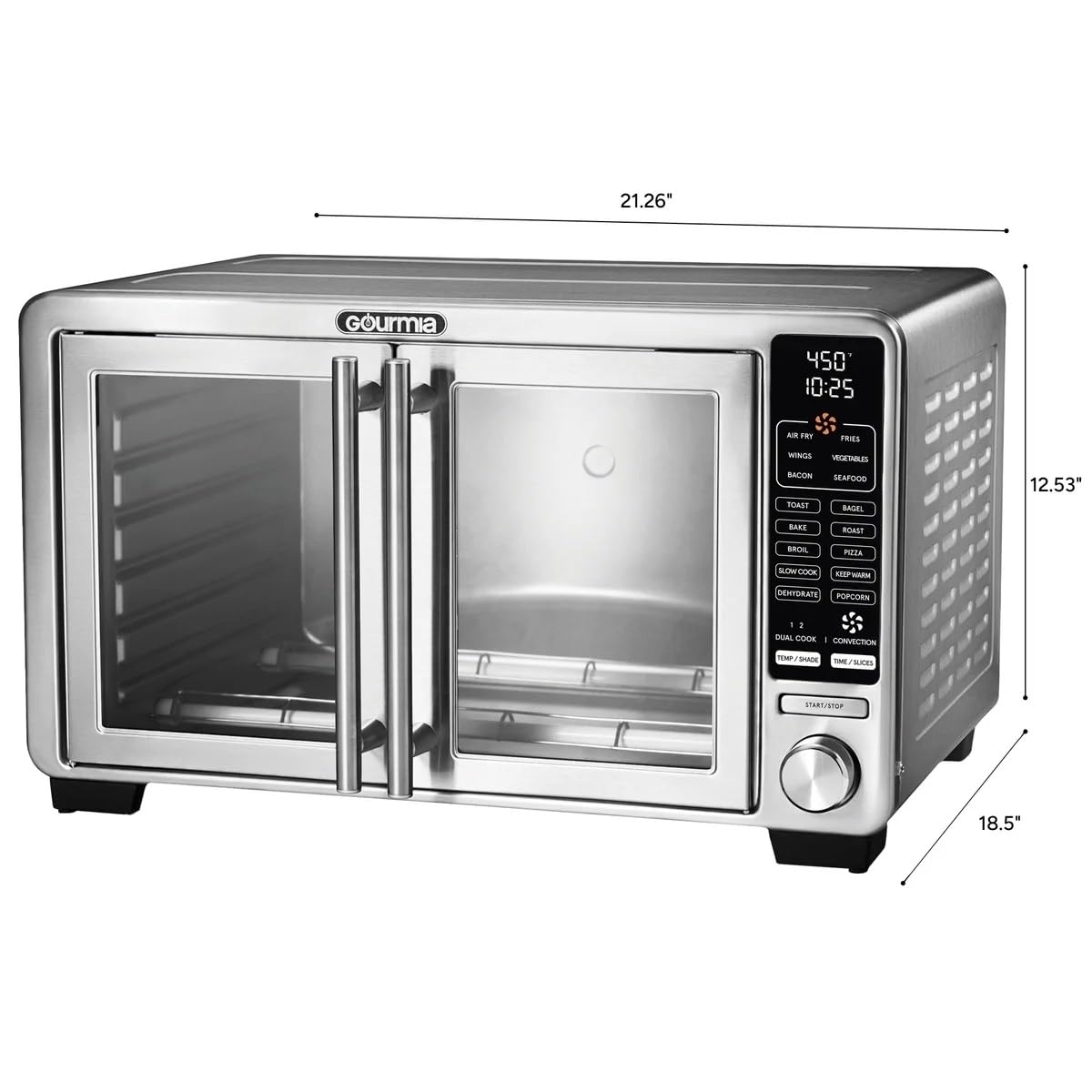 Gourmia XL Digital Air Fryer Toaster Oven with Single-Pull French Doors