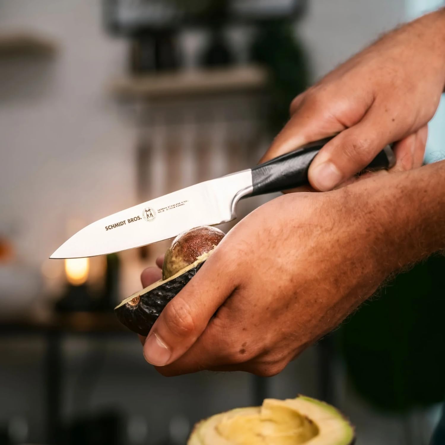 Schmidt Brothers - Heritage 7-Piece Kitcken Knife Set, High-Carbon German Stainless Steel Cutlery, and Clear Acrylic Magnetic Block Set