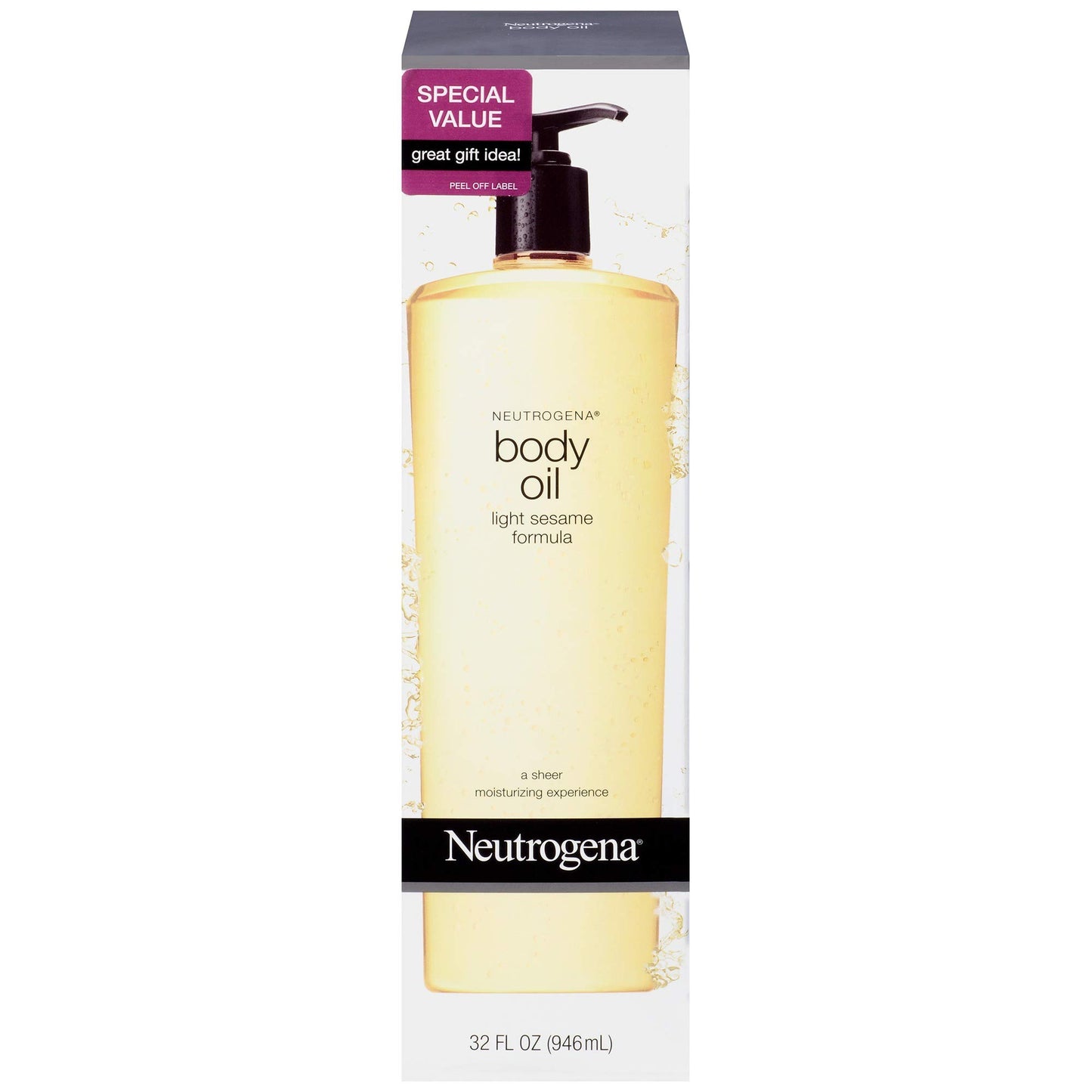 Neutrogena Lightweight Body Oil for Dry Skin, Sheer Moisturizer in Light Sesame Formula, 32 fl. oz