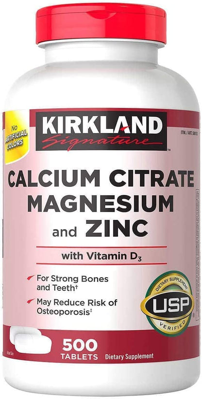 ADEMA Kirk-Land Signature Calcium Citrate Magnesium and Zinc, 500 Tablets