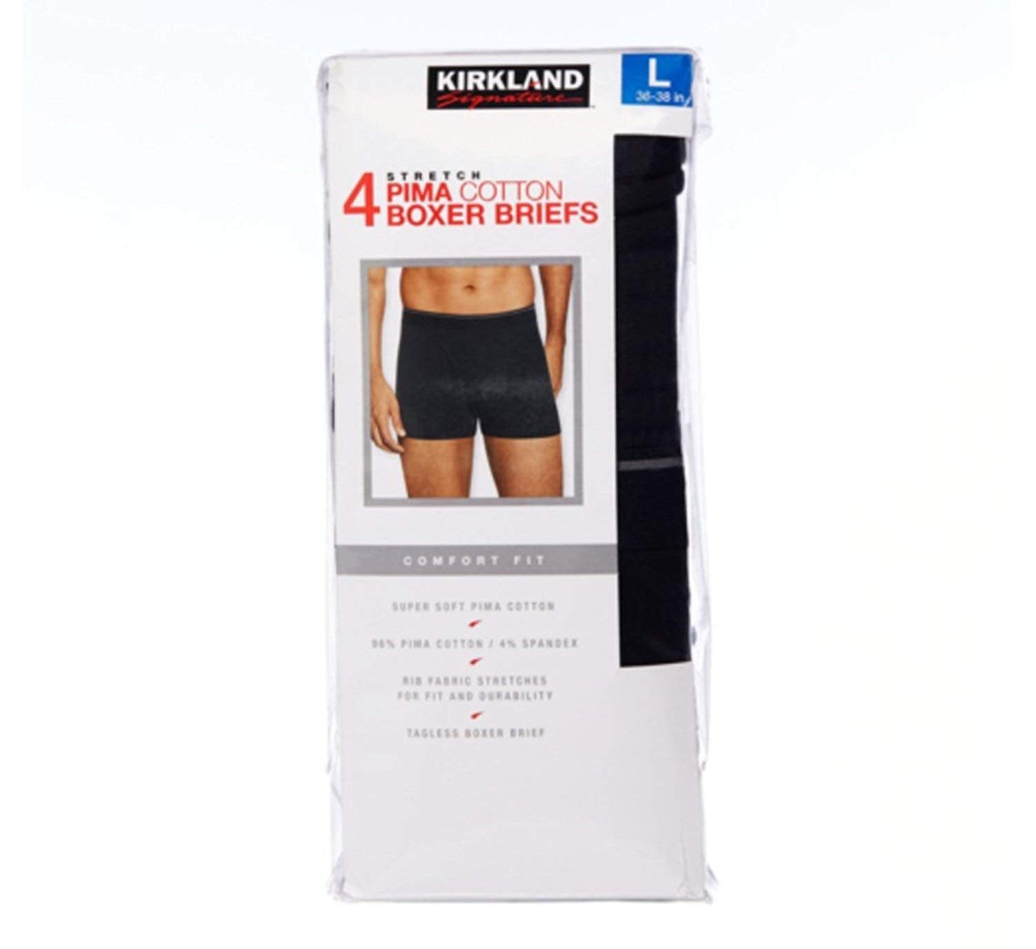 Kirkland Signature Men's Boxer Brief, 4-Pack - Black-Gray Small