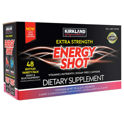 Kirkland Signature Extra Strength Energy Shot Berry, Pomeganate and Grape, 2 oz, 48 Count