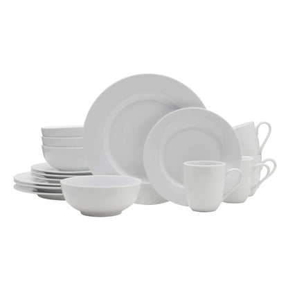 Everyday White by Fitz and Floyd Classic Rim 16 Piece Dinnerware Set, Service for 4