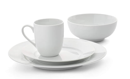 Everyday White by Fitz and Floyd Classic Rim 16 Piece Dinnerware Set, Service for 4