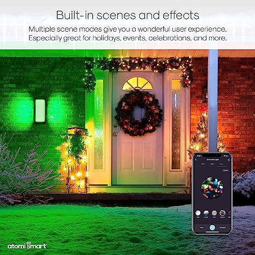 Atomi Smart WiFi LED Square Wall Sconce Lights – 2-Pack, 1200 Lumens 20W, Tunable and Dimmable, Outdoor IP65, White and Color-Changing 2000K-6500K, App Control, Works with Alexa and Google Assistant