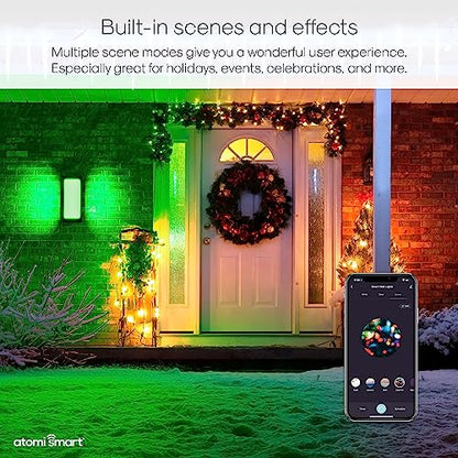 Atomi Smart WiFi LED Square Wall Sconce Lights – 2-Pack, 1200 Lumens 20W, Tunable and Dimmable, Outdoor IP65, White and Color-Changing 2000K-6500K, App Control, Works with Alexa and Google Assistant