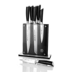 Schmidt Brothers - Heritage 7-Piece Kitcken Knife Set, High-Carbon German Stainless Steel Cutlery, and Clear Acrylic Magnetic Block Set