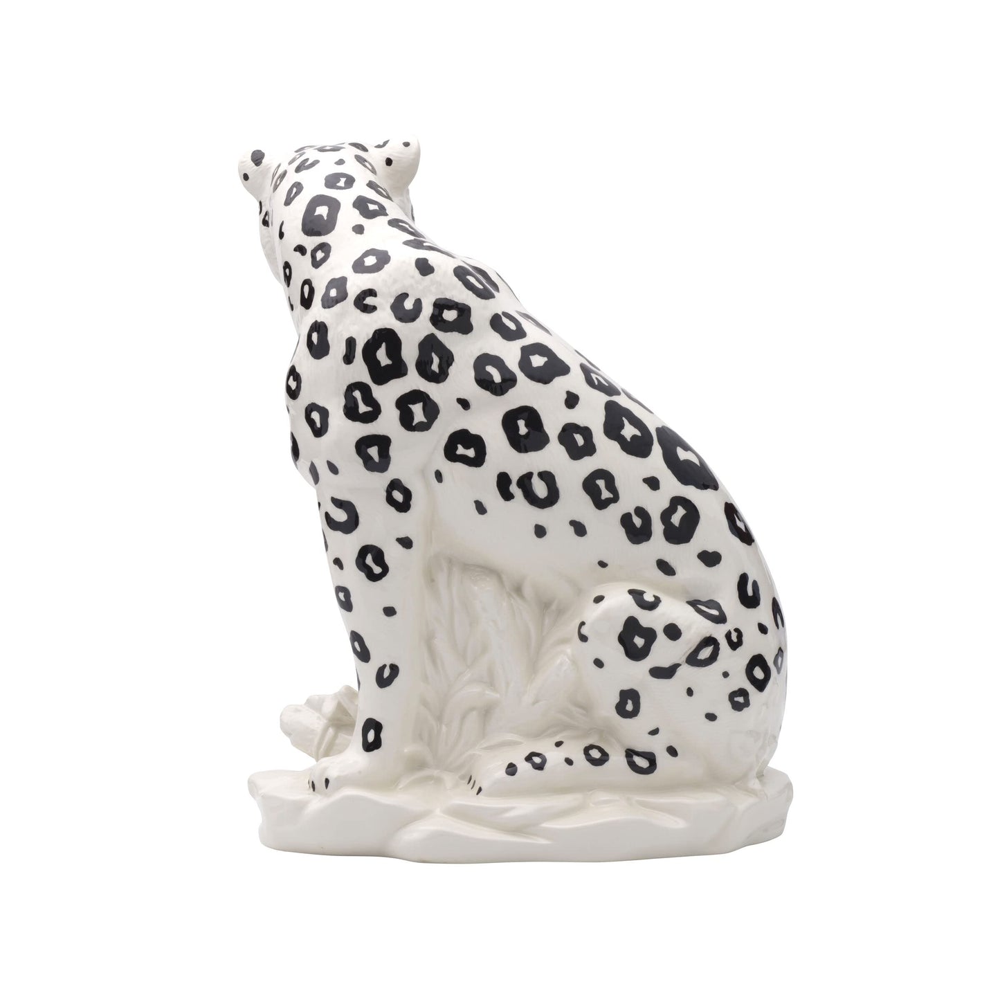 Fitz and Floyd Fitz & Floyd Villa Palm Leopard Ceramic Figurine, 11.75 inch, White