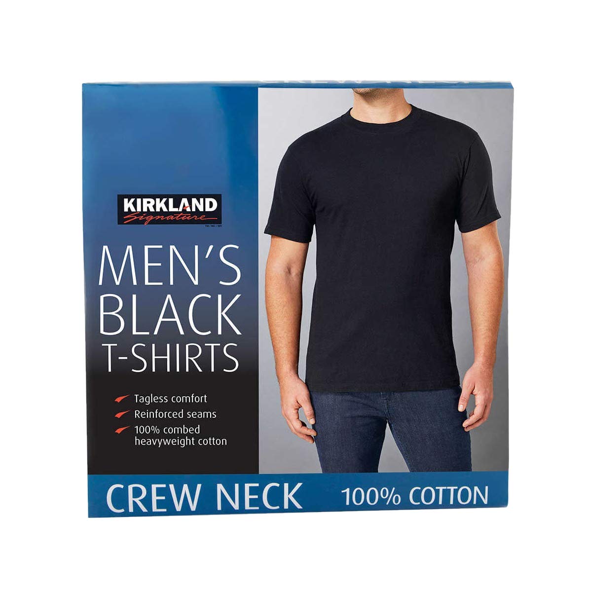 Kirkland Signature Men's Crew Neck Tee 100% Combed Heavyweight Cotton T-Shirts (Pack of 6)