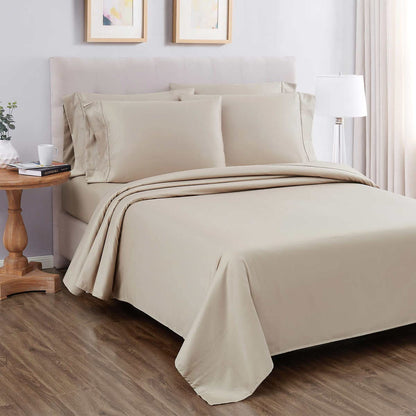 Kirkland Signature 680 Thread Count 6-Piece Sheet Set (Queen, Beige)