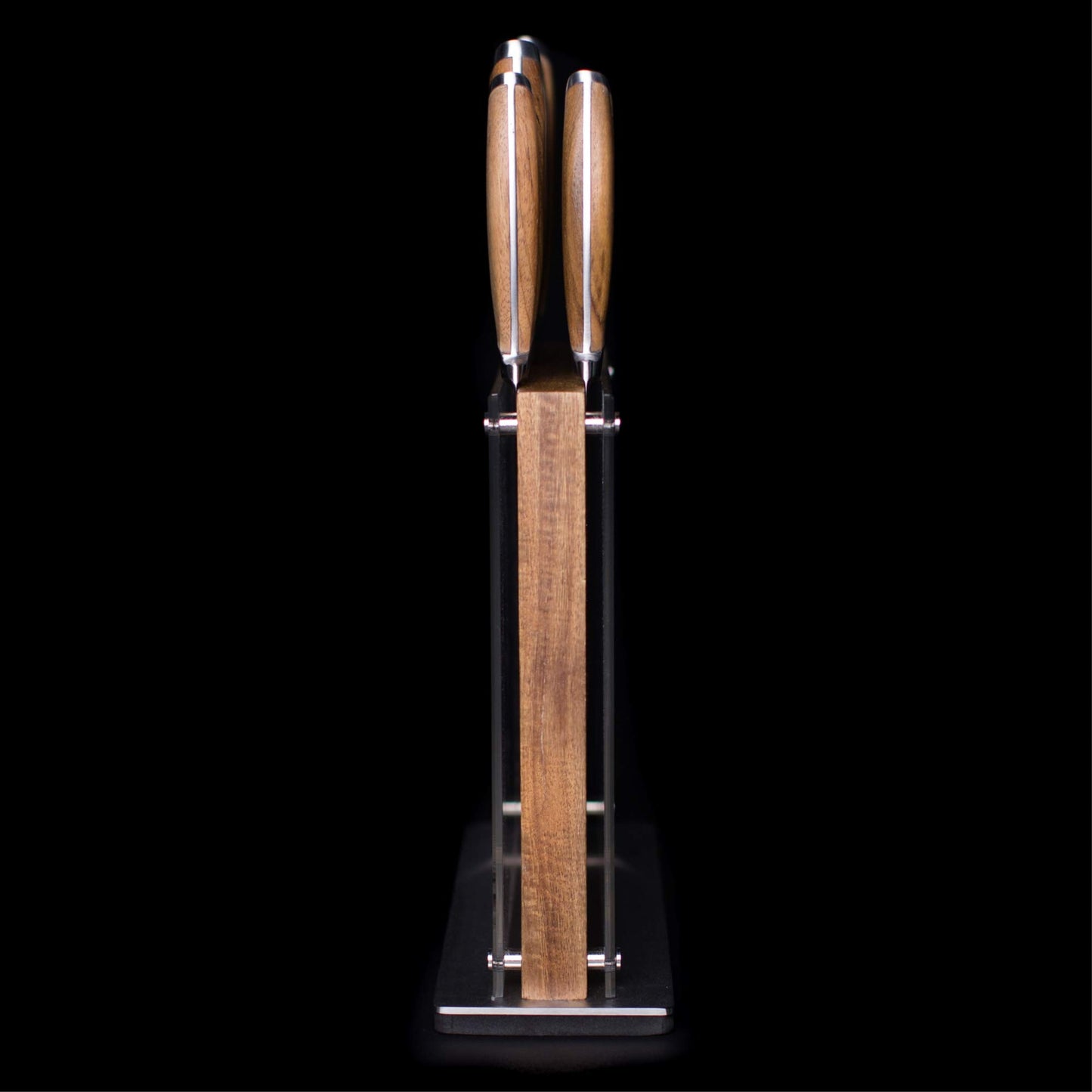 Schmidt Brothers - Acacia Downtown Magnetic Knife Block, Acacia Hardwood and Acrylic Shield, Universal Cutlery Storage For 16-18 Knives