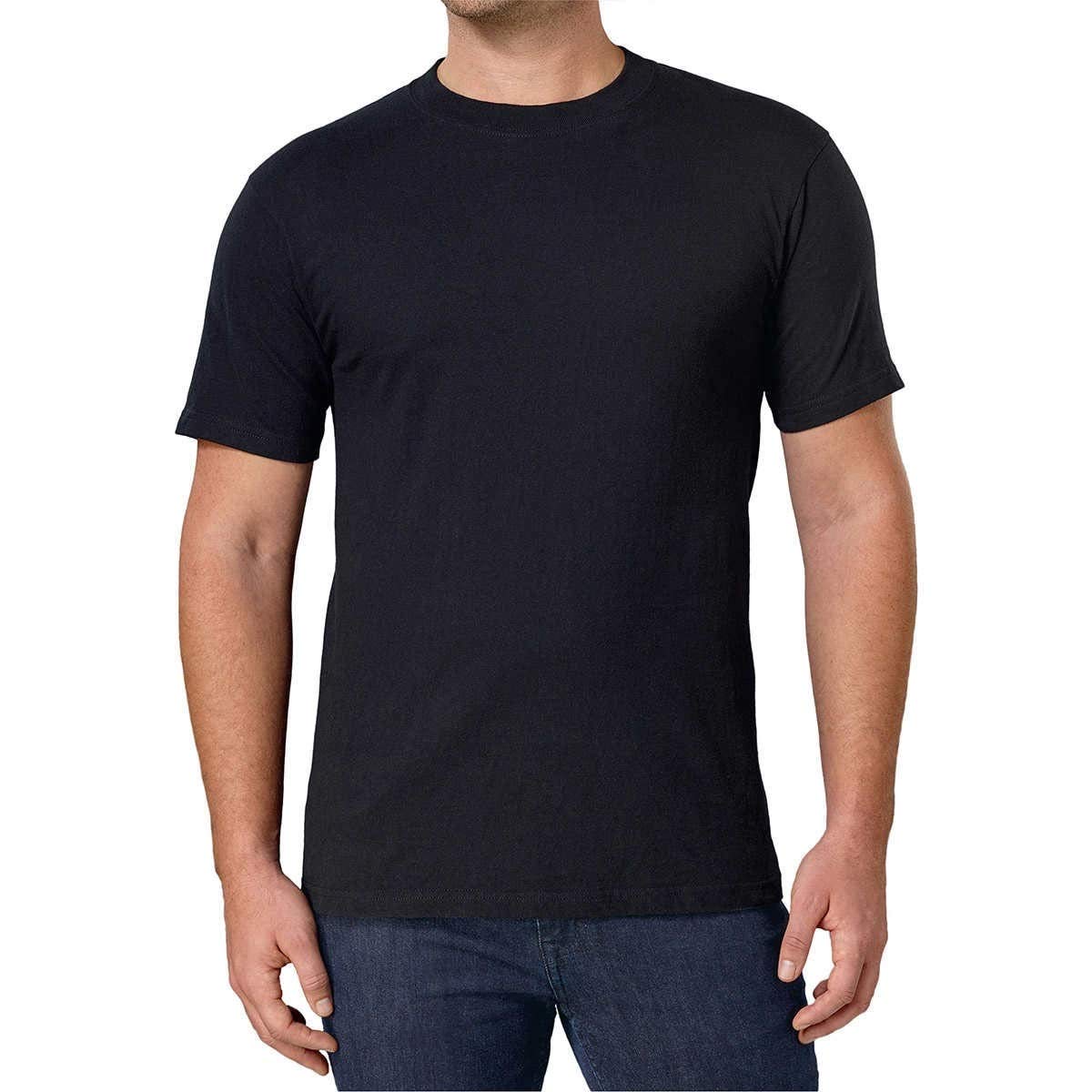 Kirkland Signature Men's Crew Neck Tee 100% Combed Heavyweight Cotton T-Shirts (Pack of 6)