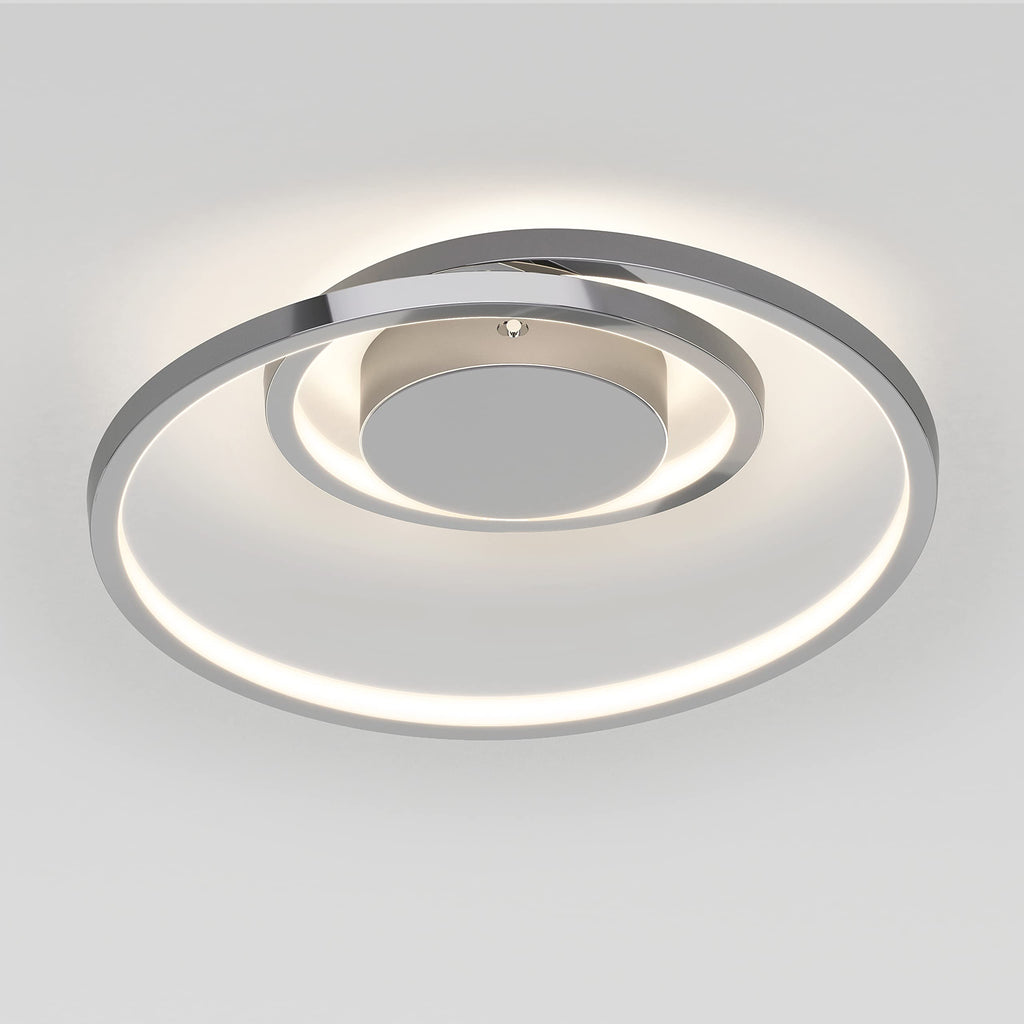 artika Salto 15W LED Modern Swirl Flush Mount Ceiling Light Fixture, Chrome - Ideal for Bedroom, Hallway, Kitchen - 1000 Lumens, 2700 Kelvin, No Bulb Required