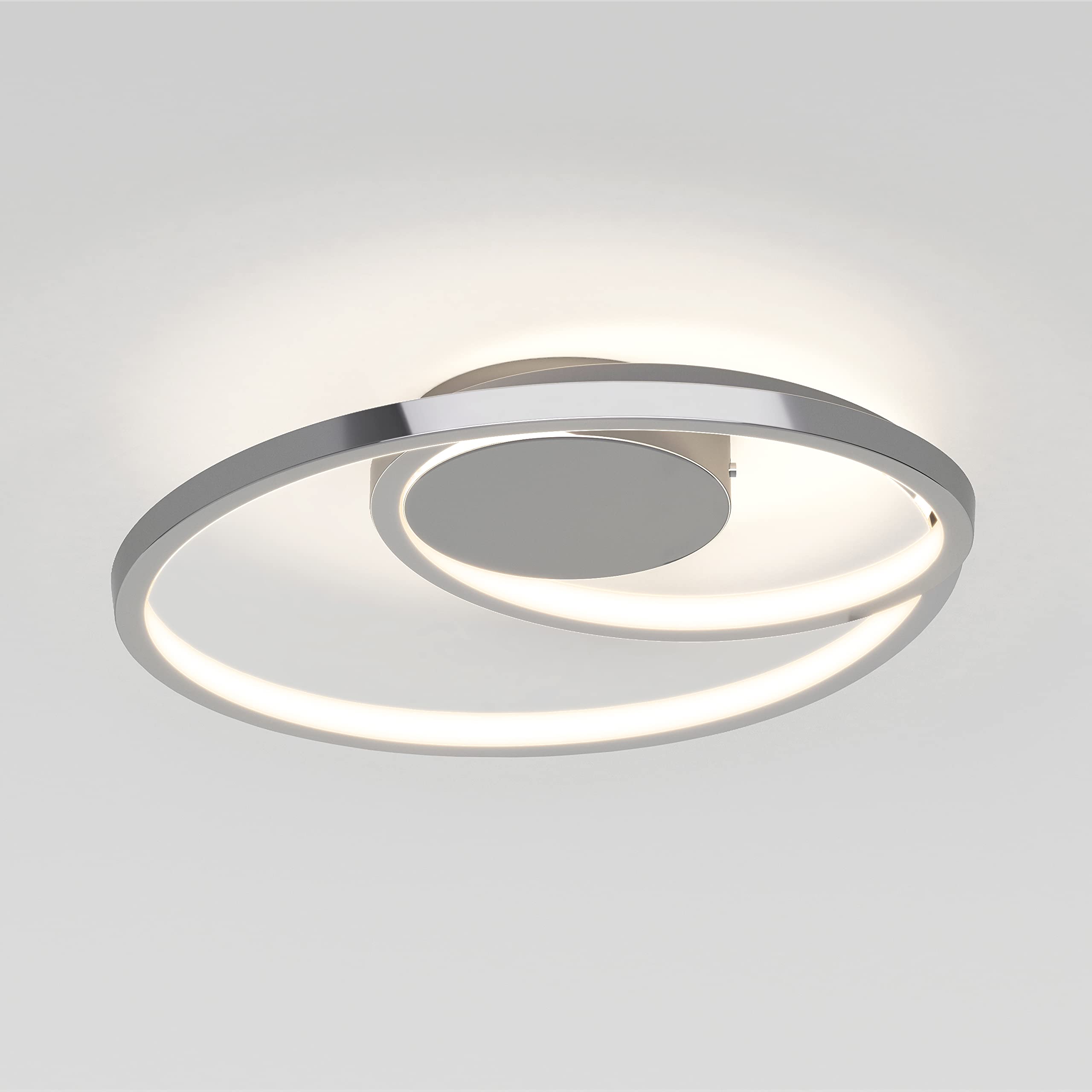 artika Salto 15W LED Modern Swirl Flush Mount Ceiling Light Fixture, Chrome - Ideal for Bedroom, Hallway, Kitchen - 1000 Lumens, 2700 Kelvin, No Bulb Required