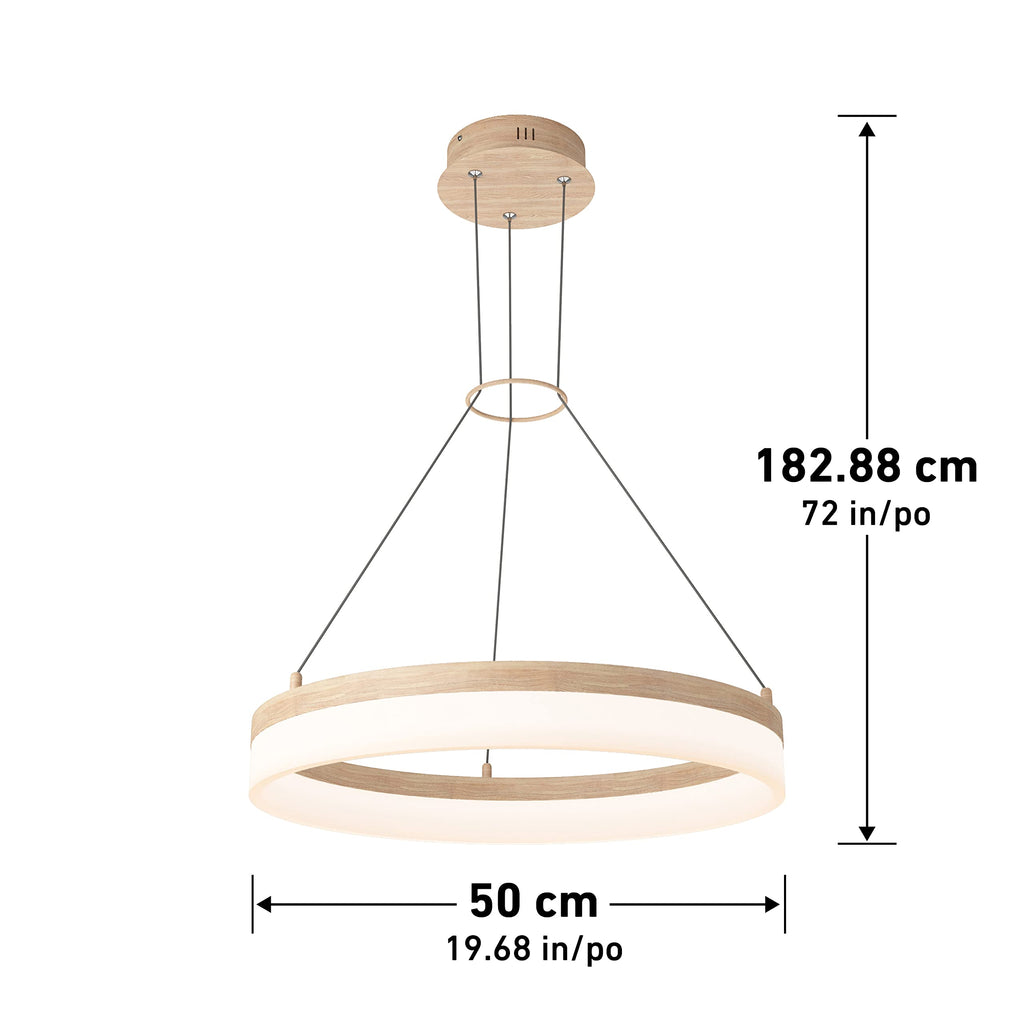 artika Optical 30W LED Pendant Light Fixture, Wood Painted Finish - Ideal for Dining Room - 2000 Lumens, Tunable White Technology 2700-3500-4500 Kelvin, No Bulb Required