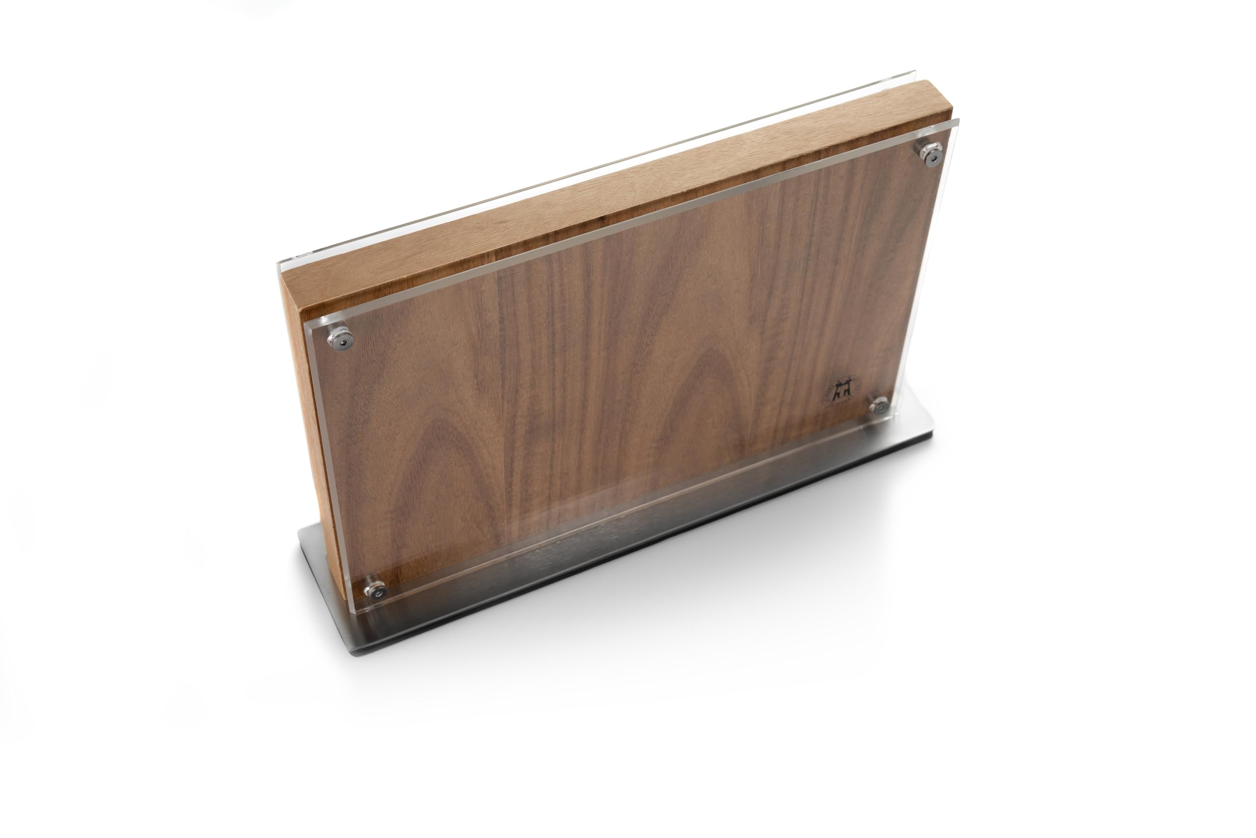 Schmidt Brothers - Acacia Downtown Magnetic Knife Block, Acacia Hardwood and Acrylic Shield, Universal Cutlery Storage For 16-18 Knives