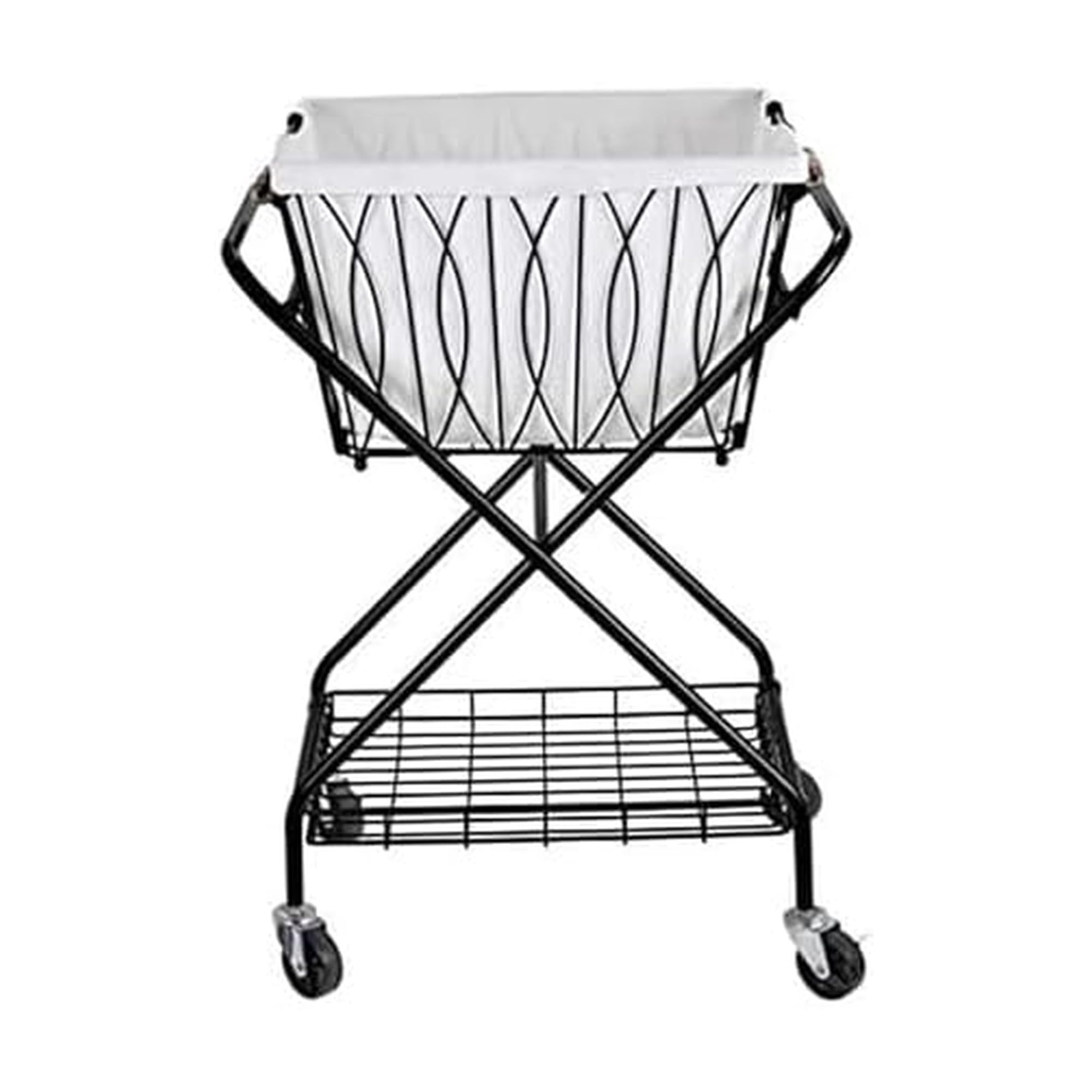 Artesa Verona Collapsible Laundry Cart with Basket, Black Large