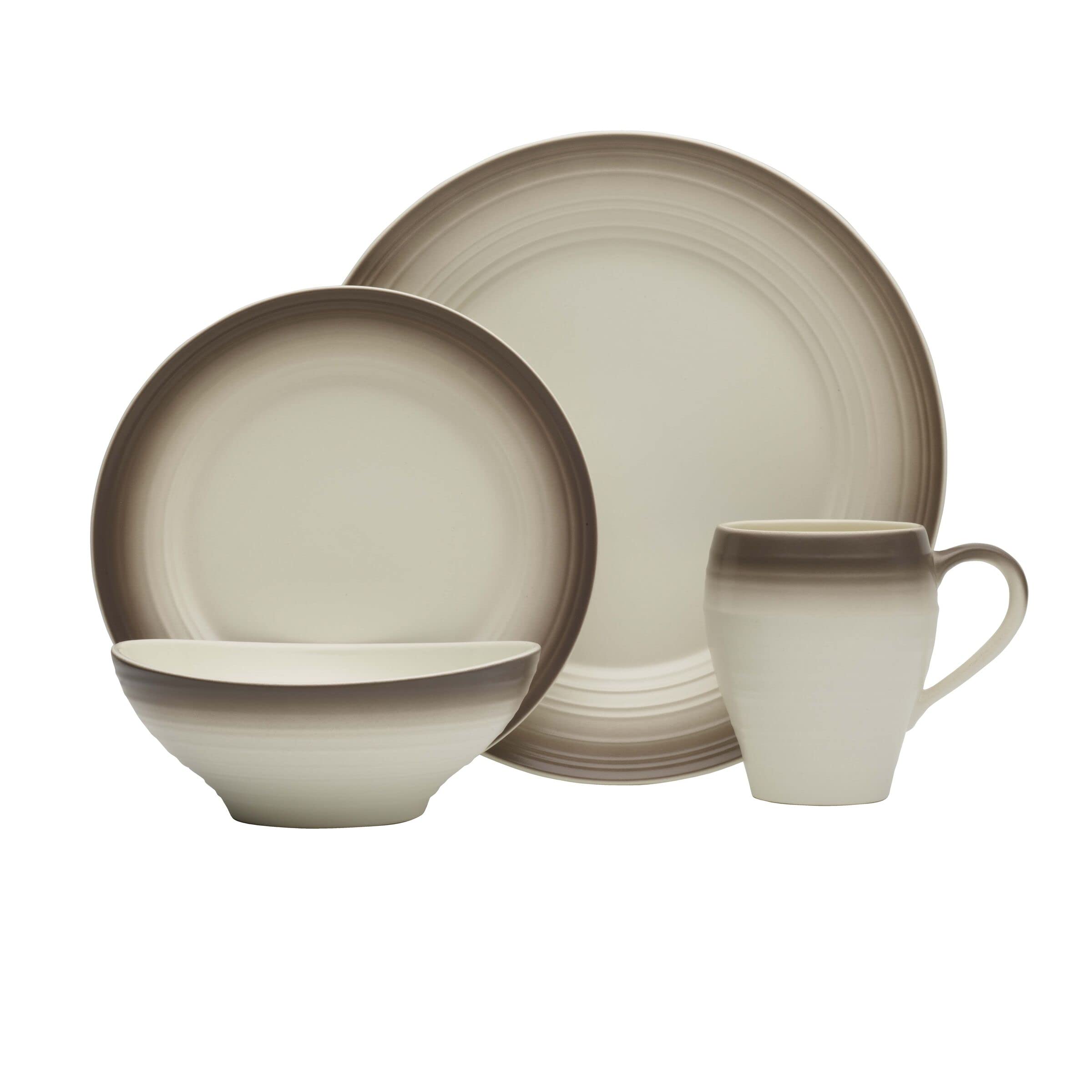 Mikasa Swirl 16-Piece Dinnerware Set, Service For 4, Ombre Mocha